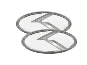 3D K Logo Emblem White & Chrome 2pc for 2021-2023 KIA K5 - Picture 1 of 5