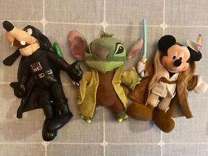 Star Wars Disney Parks Exclusive Plush Lot Jedi Mickey Stitch Darth Goofy
