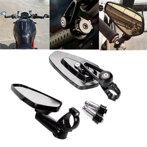 Universal Black Motorcycle Billet Aluminum 7/8" 22 Bar End Rearview Side Mirrors - Picture 1 of 10