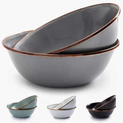 BAREBONES Emaille Schüssel Set Retro Camping Geschirr Schale Edelstahl 2 tlg - Bild 1 von 4