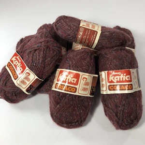Vintage Katia Yarn Cosaco Chunky Knit Wool Blend Burgundy 9111 Lot of 8 - Picture 1 of 9