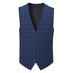 SKOPES Blue Check Waistcoat Size 38 R Mens Tailored Standard Fit Smart FELIX - Picture 1 of 11