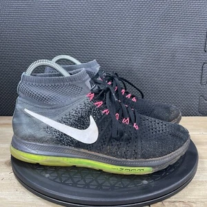 Nike Zoom All Out Flyknit Womens 8 Shoes Black Volt Running Mid Top Sneakers - Picture 1 of 10