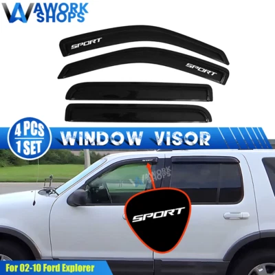 Fits 02-10 Ford Explorer 03-05 Lincoln Aviator Window Visor Guard w/ White Sport Foto 1 de 4