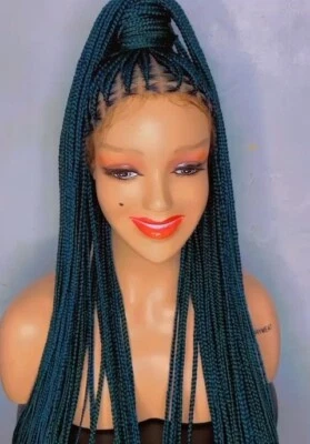 Peluca trenzas sin nudos de encaje completo color 46 pulgadas ordenada hecha a mano.  Foto 1 de 4