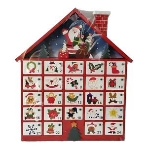 Kurt Adler Wood Door Advent Calendar House Christmas Countdown Santa Toys - Picture 1 of 5