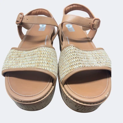 Sapatos FitFlop Feminino Tamanho 8 Tan Cork Wedge Sandálias Microwobbleboard Conforto - Imagem 1 de 4
