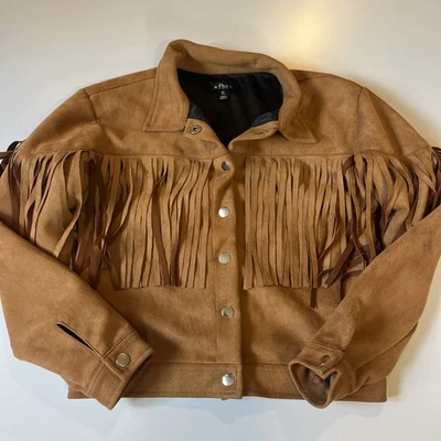 Chaqueta de gamuza sintética con flecos para niña Fbz talla xL marrón Foto 1 de 4
