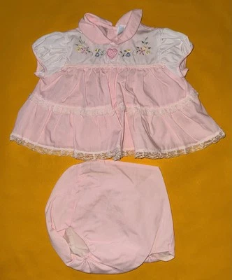 6m Pink Heart Flowers Baby Girl Vintage Cradle Togs Romper Outfit Waterproof TS1 - Image 1 of 4