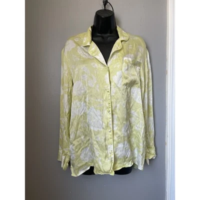 Camisa Nordstrom Floral Mantequilla Amarillo 100% Seda Botón Talla S Foto 1 de 4