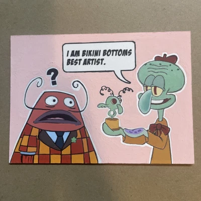 2025 Topps Cromo Bob Esponja 1/1 Dibujado Boceto Calamardo Kevin Graham Galería de Arte Foto 1 de 4