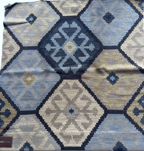 Eric Cohler Design Geomentric Blue Designer Fabric Remnant 24 x 24" - Picture 1 of 4