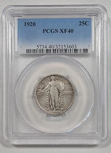 1920 Standing Liberty Quarter 25C, PCGS XF 40, Extra Fine original surfaces - Picture 1 of 8