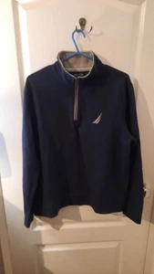 Nautica Men's Size Medium Navy Blue Fleece Nautical Theme Long Sleeve - Picture 1 of 5
