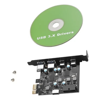 Plug-N-Play USB3.0 PCIe Expansion Card 2xUSB-C 2xUSB-A 5Gbps For Multi-OS - Image 1 of 4