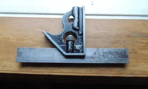 6" VTG Union Tool Co Combination Square W/ LEVEL BUBBLE INTACT, ORANGE MASS. USA - Picture 1 of 19