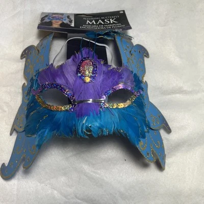 Adult Ladies Butterfly Fairy Fantasy Fairytale Masquerade Ball Glitter Eye Mask - Image 1 of 4