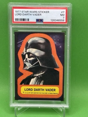 1977 Topps Star Wars Serie 1 Darth Vader Pegatina #7 - PSA 7 Casi Nuevo Foto 1 de 2