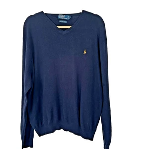 Polo Ralph Lauren Herren L Pullover Navy 100% Pima Baumwolle Classic Preppy - Bild 1 von 8