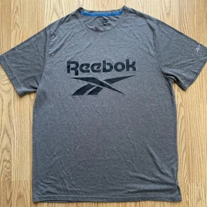 Reebok Shirt Mens Medium Gray Athletic Training Polyester Logo Tee Short Sleeve - Picture 1 of 9
