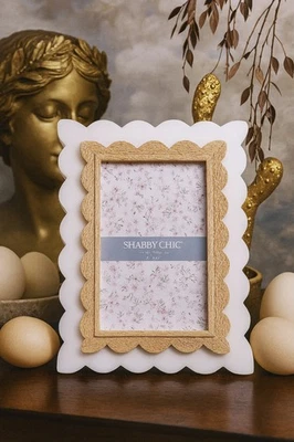 Marco de fotos blanco y festoneado Shabby Chic estilo vintage boho victoriano retro Foto 1 de 3