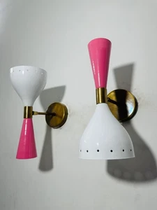 Mid Century Brass Wall Sconce Light Pair Italian Diabolo Sconce Gift - Picture 1 of 5