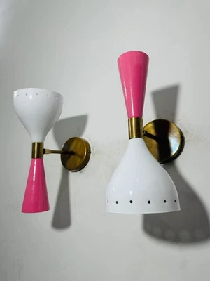 Mid Century Brass Wall Sconce Light Pair Italian Diabolo Sconce Gift - Image 1 of 4