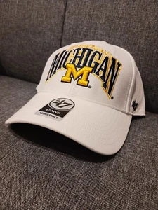 Michigan Wolverines ‘47 Brand Strapback Adjustable Retro White Hat Cap OSFM NEW - Picture 1 of 9