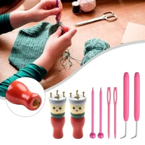 Wooden Spool Knitting Doll Set French Knitting Tool 2 Piece Kit for Beginners - Picture 1 of 9