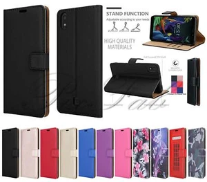 For LG K20 2019 Leather Phone Case Black Wallet Flip Cover + HD Screen Protector - Picture 1 of 21