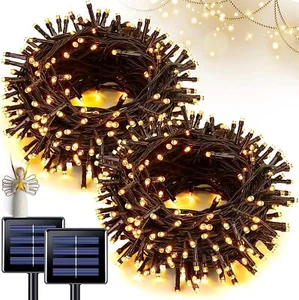 2 Pack 22M Solar Fairy String Lights 200LED Outdoor Xmas Garden Party Patio Yard - Picture 1 of 15