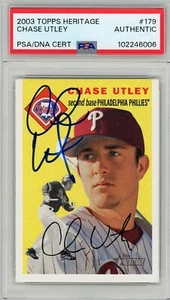 Chase Utley Signed 2003 Topps Heritage #179 PSA DNA COA Philadelphia Phillies - Picture 1 of 2
