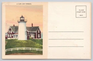 Tarjeta postal de Cape Cod MA Massachusetts Windmill Lighthouse Light House - Imagen 1 de 2