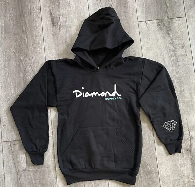 Diamond Supply Co. Youth Skate Hoodie OG Script Graphic Logo Black Pullover Sz M - Image 1 of 4