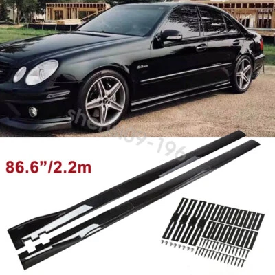 86.6" For Mercedes Benz W211 E55 E63 Glossy Side Skirts Rocker Chin Lip Splitter - Image 1 of 4
