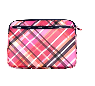 Estuche acolchado para portátil Studio C 10x14 bolsa rosa púrpura a cuadros nuevo sin etiquetas vinilo Foto 1 de 4