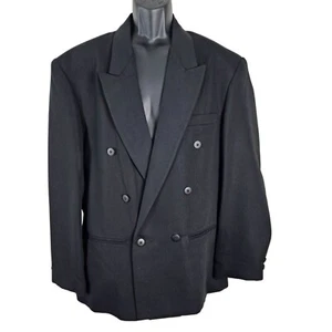 City Streets Mens Black Double-Breasted Blazer Size 42 Career Wedding Formal - Picture 1 of 12
