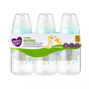 Botella para cuello estándar Parent's Choice, 5 fl oz, paquete de 3 multicolor recién nacido 0+ meses - Imagen 1 de 5