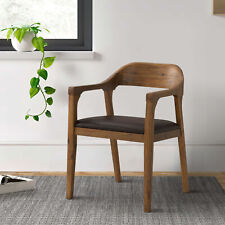 Curved Panel Back Dining Chair With Sleek Track Arms Brown - Saltoro Sherpi