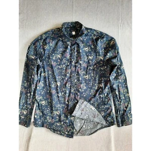 Structure Mens Large Slim Fit Floral Button Shirt Long Sleeve Pocket Pure Cotton - Picture 1 of 8