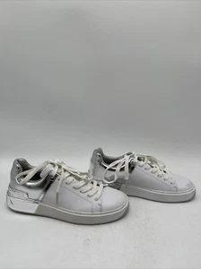 Balmain Men’s Leather B-Court Sneakers White/Silver Size 39 - Picture 1 of 10