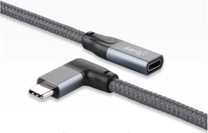 Wonderwires USB-C 3.1 Angled Male to Straight Female 100W Thunderbolt 3 Cable - Picture 1 of 12