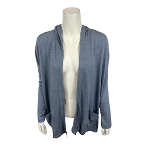 Isaac Mizrahi SOHO French Terry Open Front Hooded Cardigan Blue XX-Small Size - Picture 1 of 2