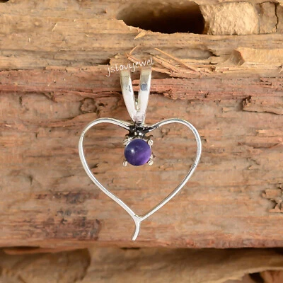 Amatista Piedras Preciosas Redondas Plata de Ley 925 Nuevo Corazón Colgante Amor Regalo Joyería Foto 1 de 4