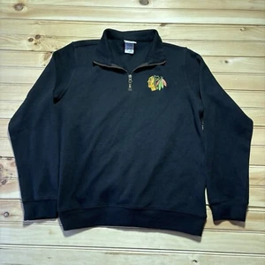 Chicago Blackhawks NHL Team Apparel Quarter Zip Pullover Sweatshirt Size Medium - Picture 1 of 9