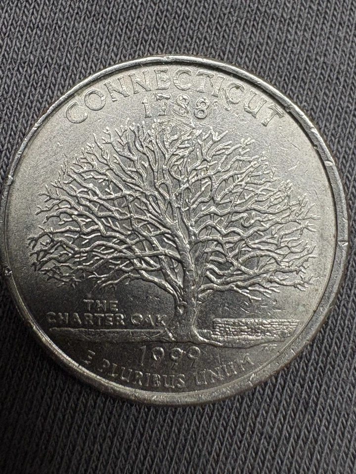 1999 P Connecticut State Quarter Error Coin Obverse And Reverse You Grade  - Image 1 of 4