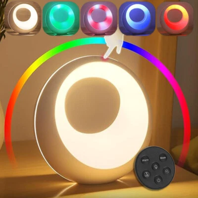 Nachttischlampe Touch Dimmbar Rund mit Fernbedienung LED Tischlampe Farbwechsel - Bild 1 von 4
