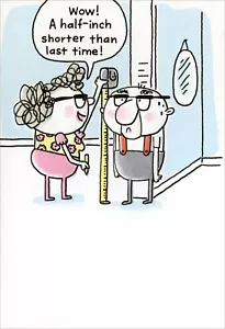 Funny BIRTHDAY Card, Old Couple Measure Heights by Recycled Paper Greetings +✉ - Picture 1 of 5