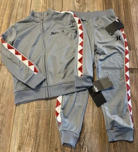 NWT Boys $48 Hurley Nice Gray/White 2 Piece Track Jacket & Pants Size 6 - Picture 1 of 7