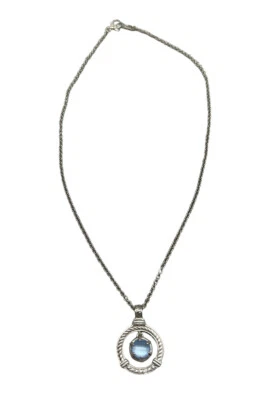 Collar Colgante Redondo Judith Ripka Plata de Ley 925 Cabujón Calcedonia Foto 1 de 4